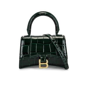 BALENCIAGA Mini Hourglass Top Handle Bag Forest Green